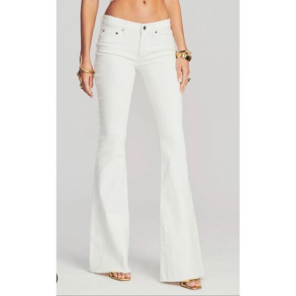 Fiorucci White Low Rise Flare Jeans Size 26 Long New - Picture 1 of 6
